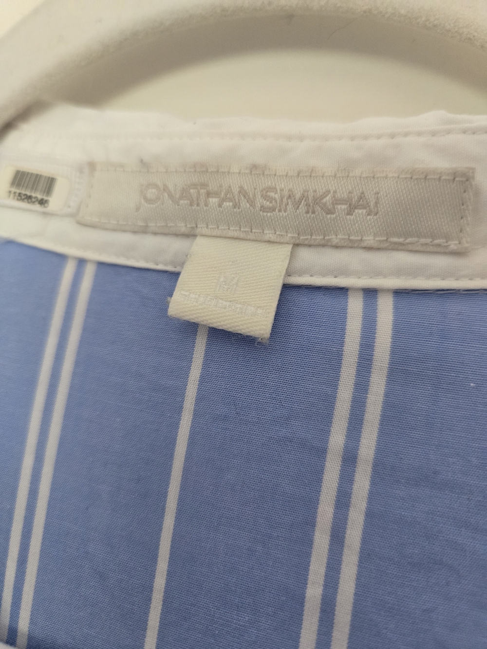 Jonathan Simkhai Blue and White Striped Tie-Waist Shirt Dress Asymeyrical M - Picture 2 of 8